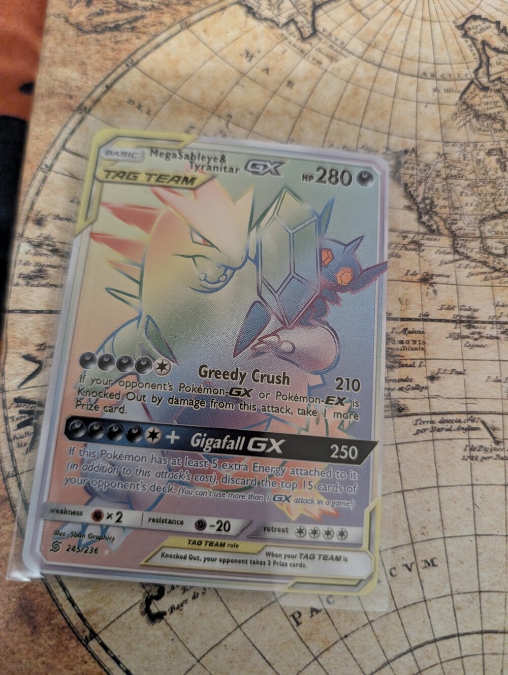 TAG TEAM Mega Sableye & Tyranitar GX Holo Card - Rainbow #245/236